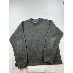 St. Johns Bay Mens Heavyweight Sherpa Fleece Pullover Gray Blue L Made in USA